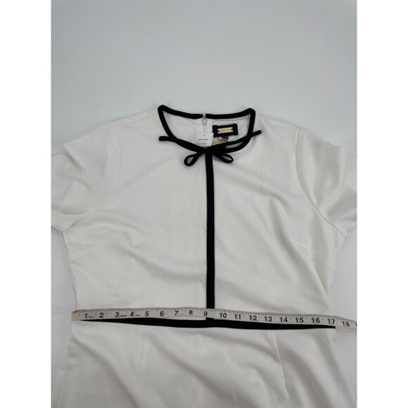 NWT Alexia Admor Womens XL Ivory Black Trim Bow Neck Dress Old Money Classic - Picture 7 of 8